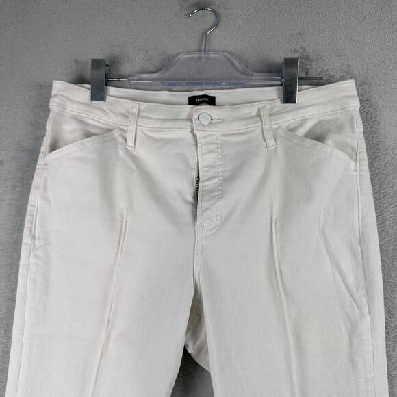 Express Skyscraper Bootcut Jeans Womens 14R Ankle Slit Mid Rise Pintuck White - Picture 6 of 16